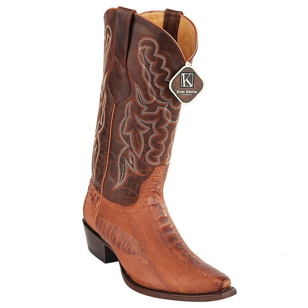 Men's King Exotic Ostrich Boots Dubai Toe Handcrafted  Black Cognac (479B0357) main image 1