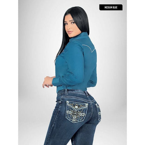 Lamasini Jeans Botas Lamasini LAMASINI Women's Medium Blue Jeans