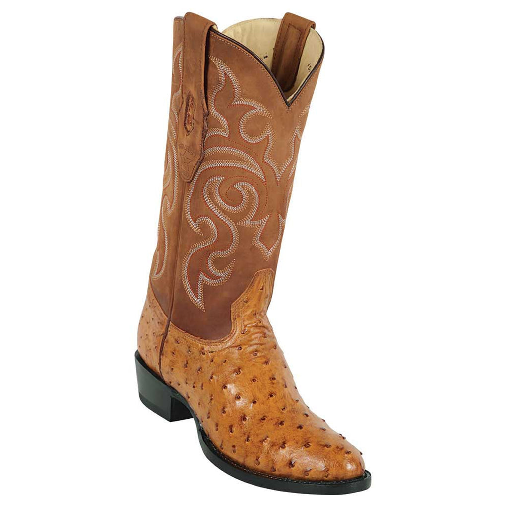 LOS ALTOS Men's Amber Full Quill Ostrich Exotic Boots - Round Toe