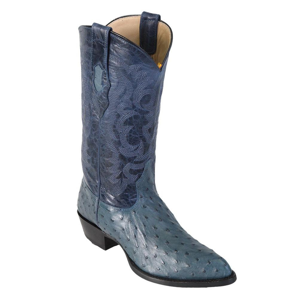 LOS ALTOS Men's Blue Jean Full Quill Ostrich Exotic Boots - J Toe