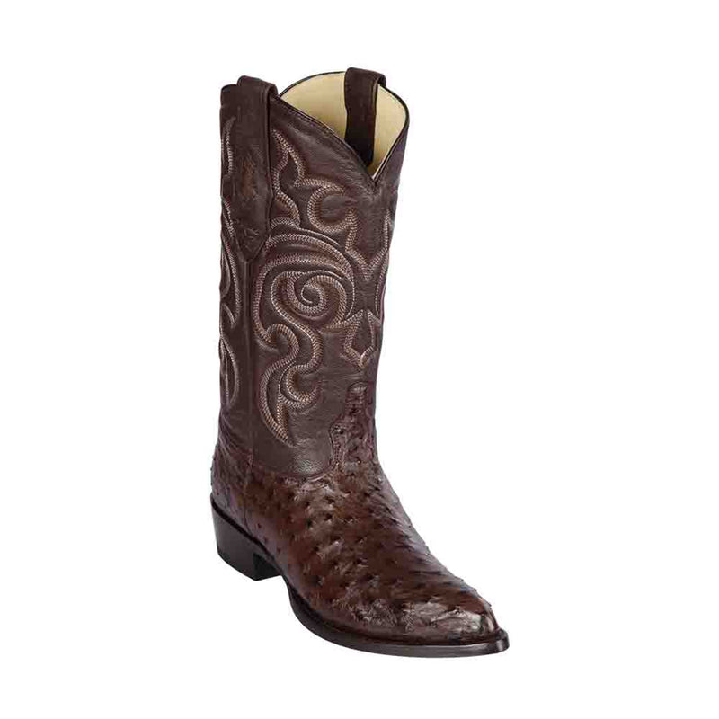 LOS ALTOS Men's Brown Full Quill Ostrich Exotic Boots - J Toe