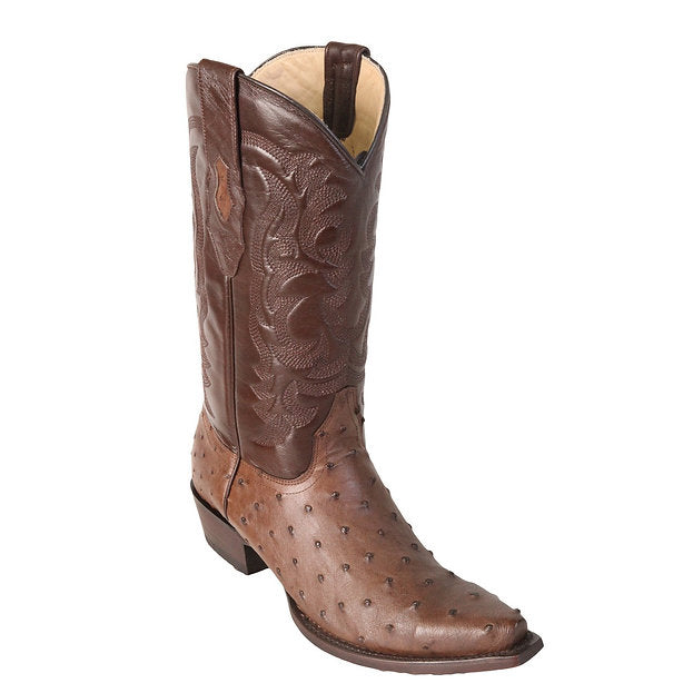 LOS ALTOS Men's Brown Full Quill Ostrich Exotic Boots - Snip Toe