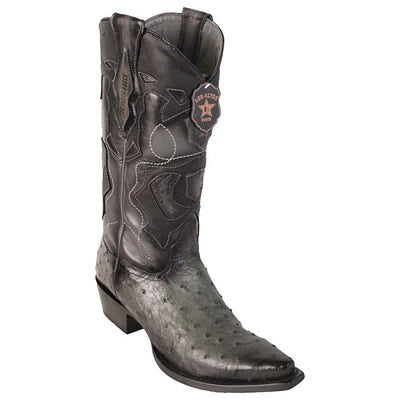 LOS ALTOS Men's Faded Gray Full Quill Ostrich Exotic Boots - Snip Toe