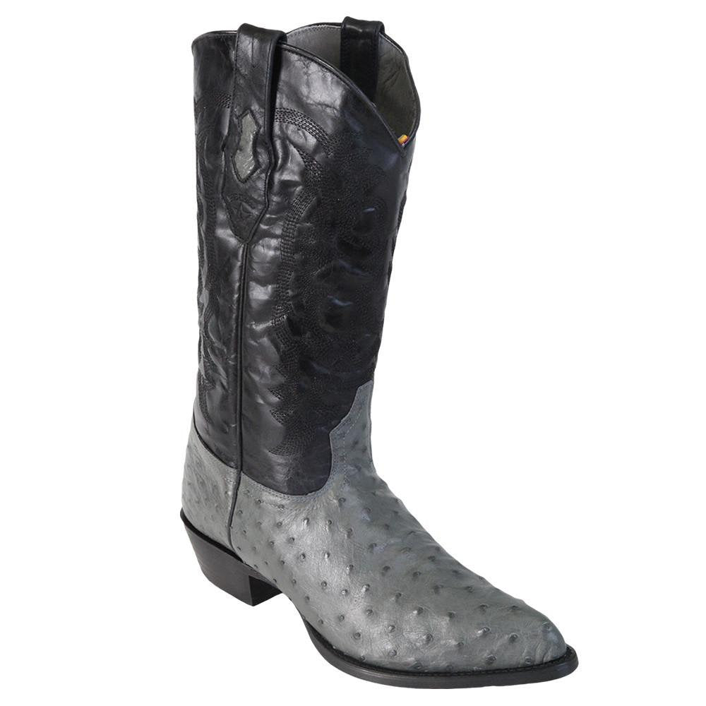 LOS ALTOS Men's Gray Full Quill Ostrich Exotic Boots - J Toe
