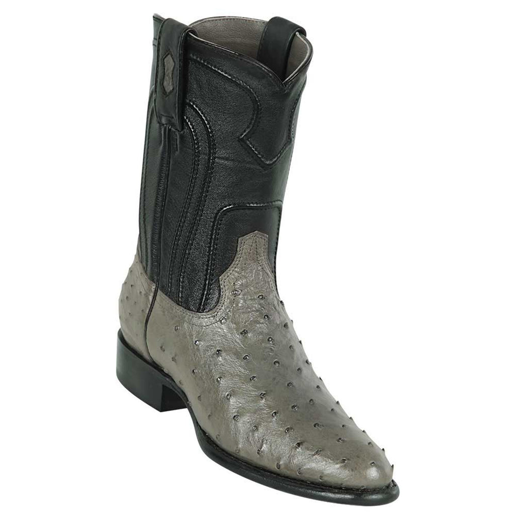 LOS ALTOS Men's Gray Full Quill Ostrich Exotic Roper Boots