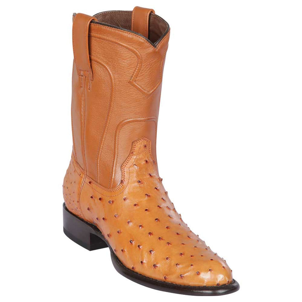 LOS ALTOS Men's Honey Full Quill Ostrich Exotic Roper Boots