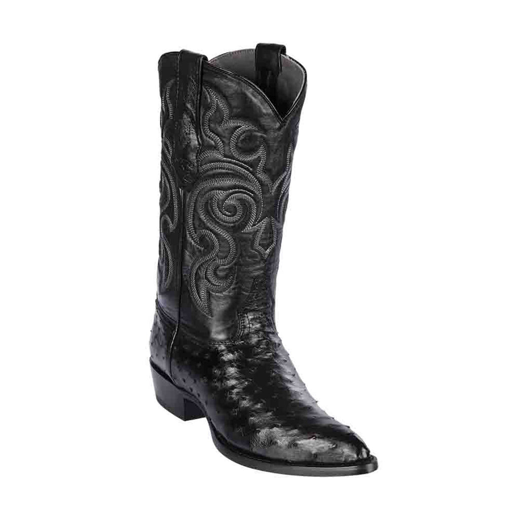 LOS ALTOS Men's Black Full Quill Ostrich Exotic Boots - J Toe