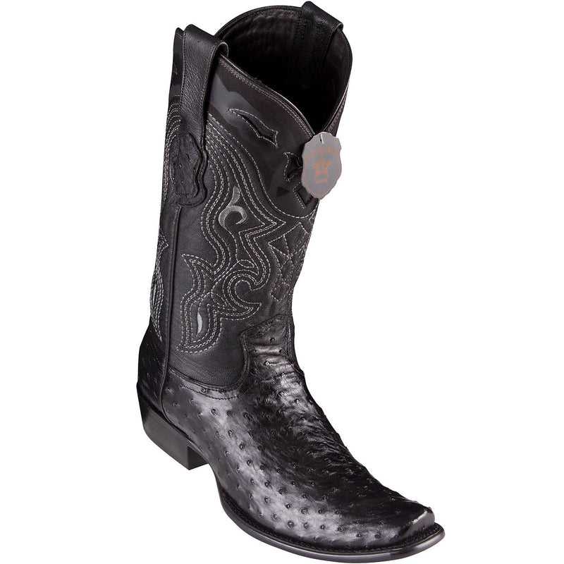 KING EXOTIC Men's Black Full Quill Ostrich Exotic Boots - Dubai Toe