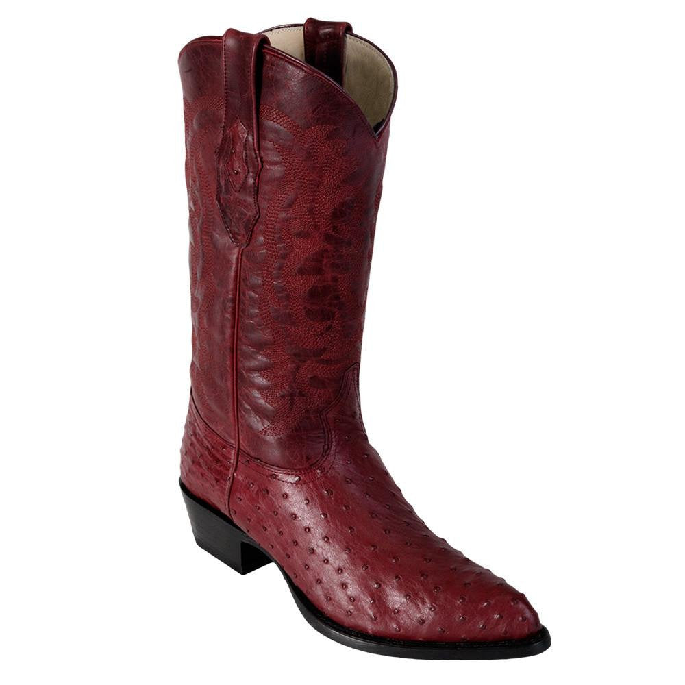 LOS ALTOS Men's Burgundy Full Quill Ostrich Exotic Boots - J Toe