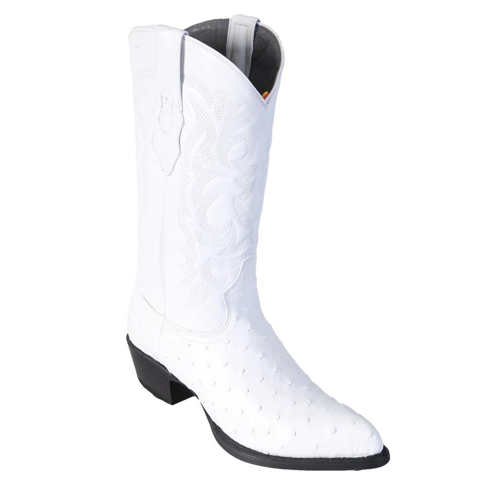 LOS ALTOS Men's White Full Quill Ostrich Exotic Boots - J Toe