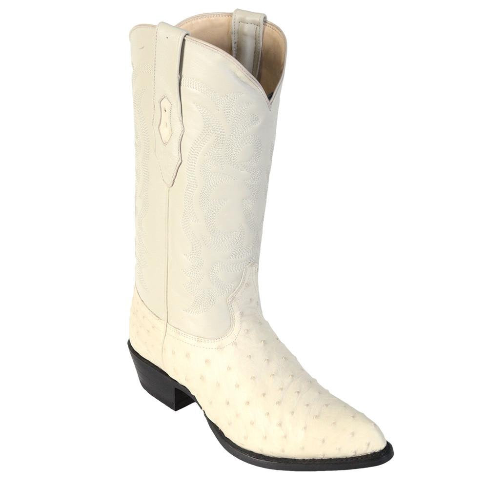 LOS ALTOS Men's Winter White Full Quill Ostrich Exotic Boots - J Toe