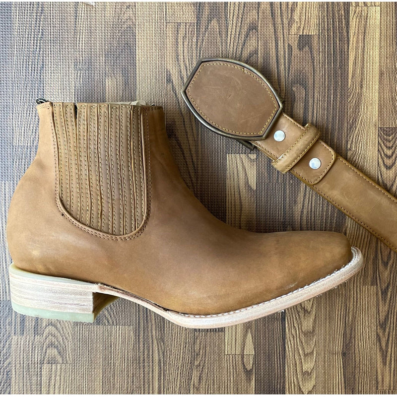 LA HACIENDA Men's Tang Ankle Boots - Rodeo Toe - Free Belt