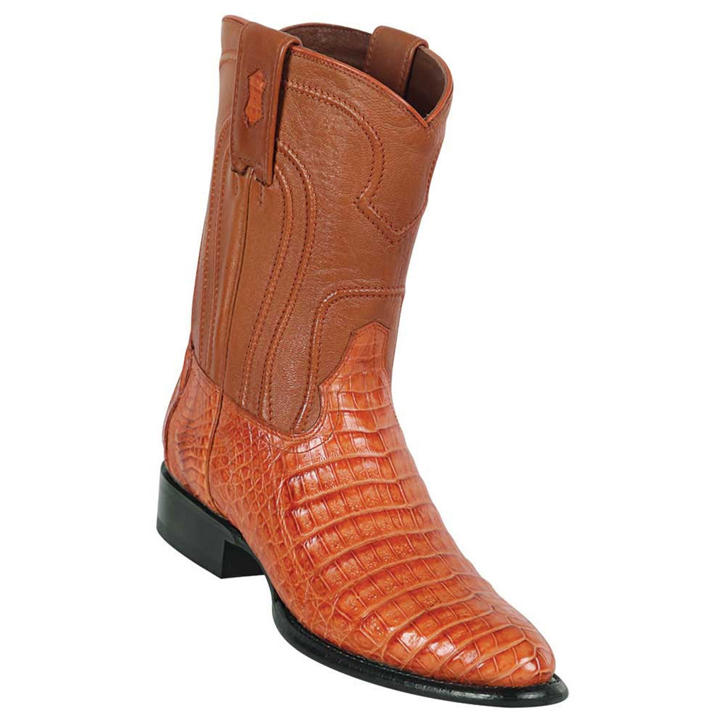 LOS ALTOS Men's Cognac Caiman Belly Exotic Roper Boots