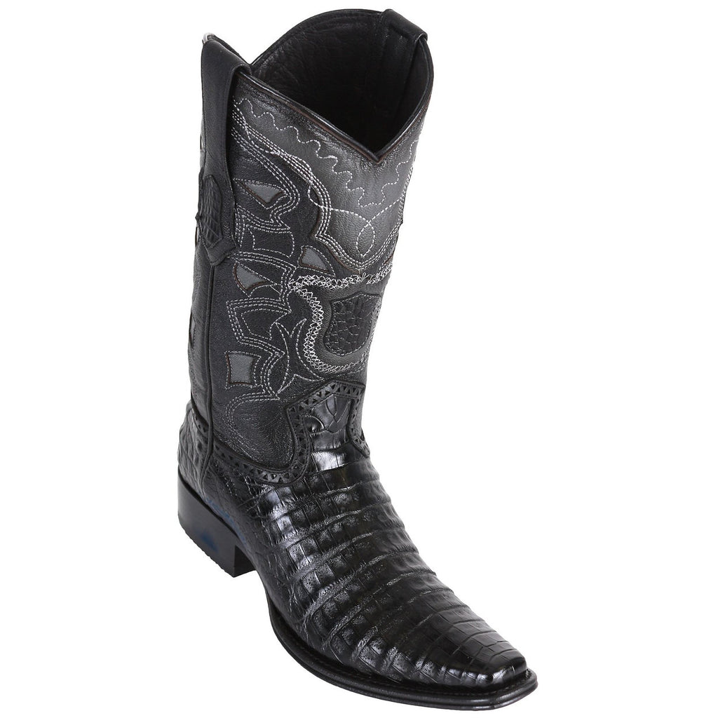 LOS ALTOS Men's Black Caiman Belly Exotic Boots - European Toe