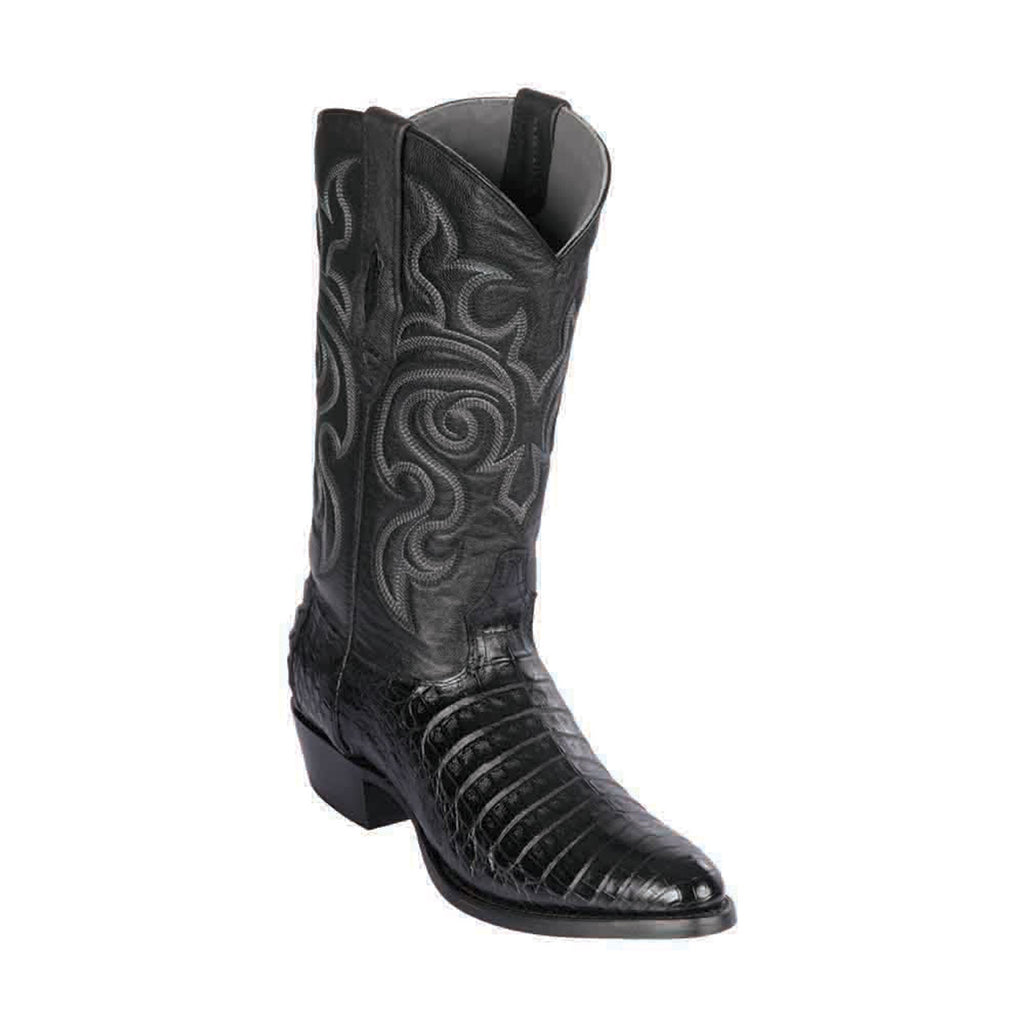 LOS ALTOS Men's Black Caiman Belly Exotic Boots - Round Toe