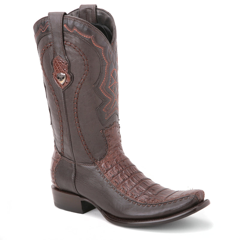 WILD WEST Men's Brown Deer Caiman Belly Exotic Boots - Dubai Toe