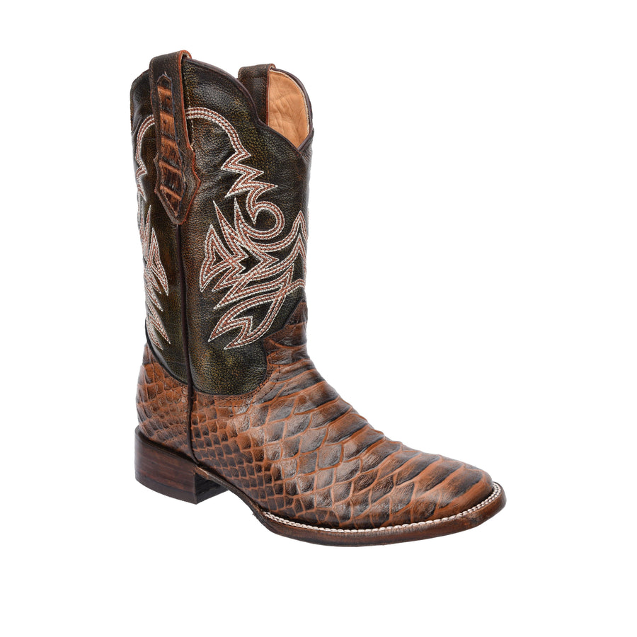 Python Football Boot Men's Tan Python Print Rodeo Boots