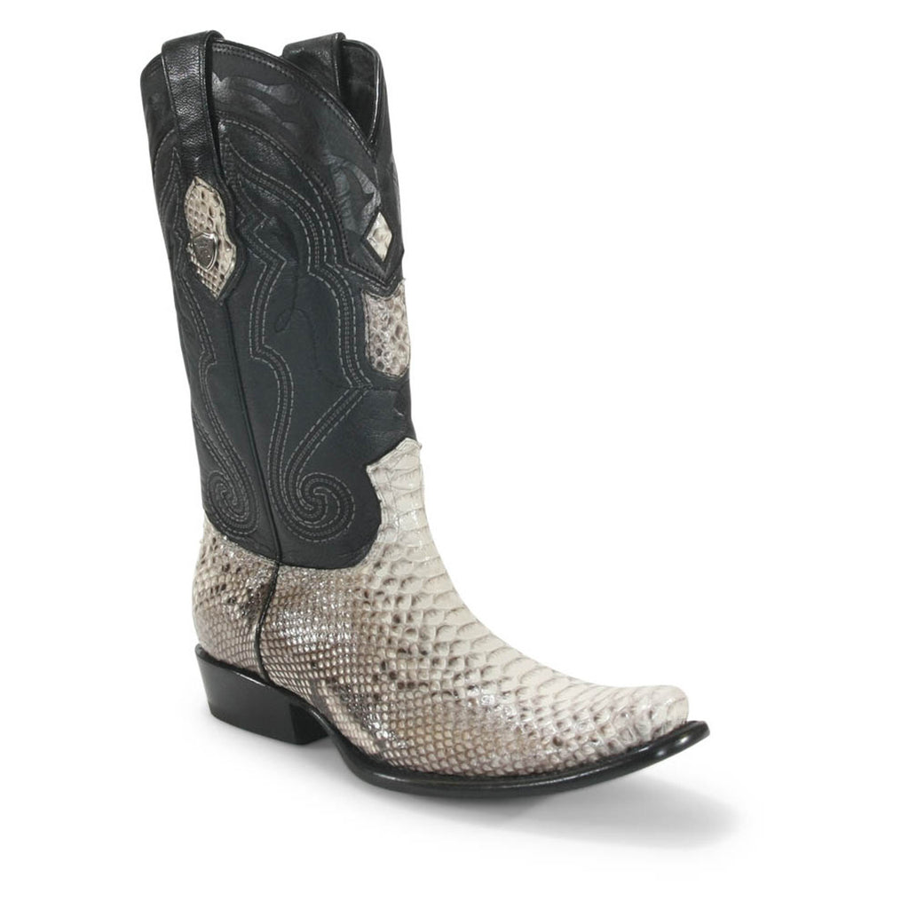 WILD WEST Men's Natural Python Exotic Boots - Dubai Toe