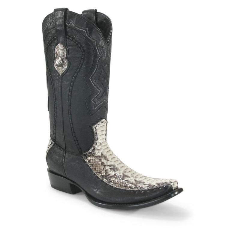 WILD WEST Men's Natural Deer Python Exotic Boots - Dubai Toe