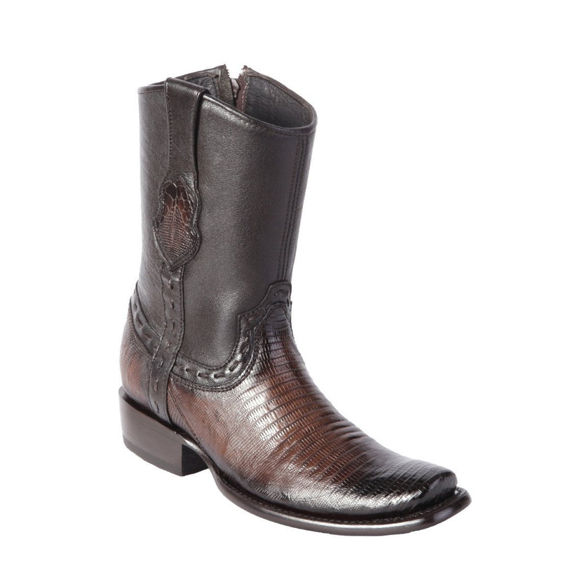 WILD WEST Men's Faided Brown Lizard Exotic Short Boots - Dubai Toe