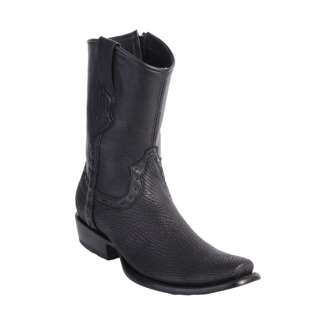 KING EXOTIC Men's Black Shark Exotic Short Boots - Dubai Toe