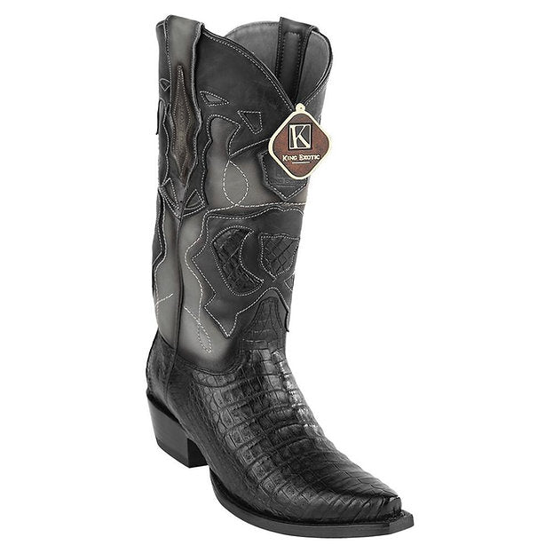 LOS ALTOS Men's Black Caiman Belly Exotic Boots - Snip Toe