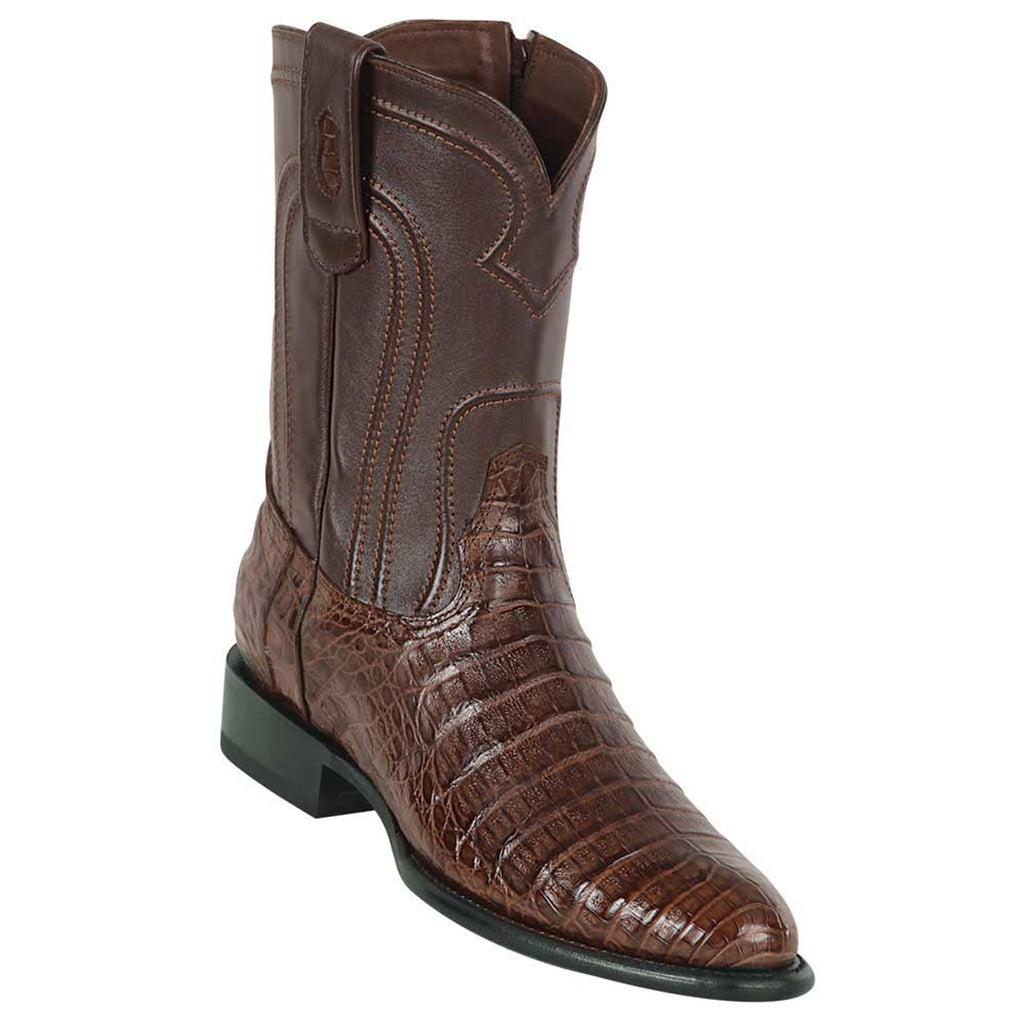 LOS ALTOS Men's Brown Caiman Belly Exotic Roper Boots w/Zipper