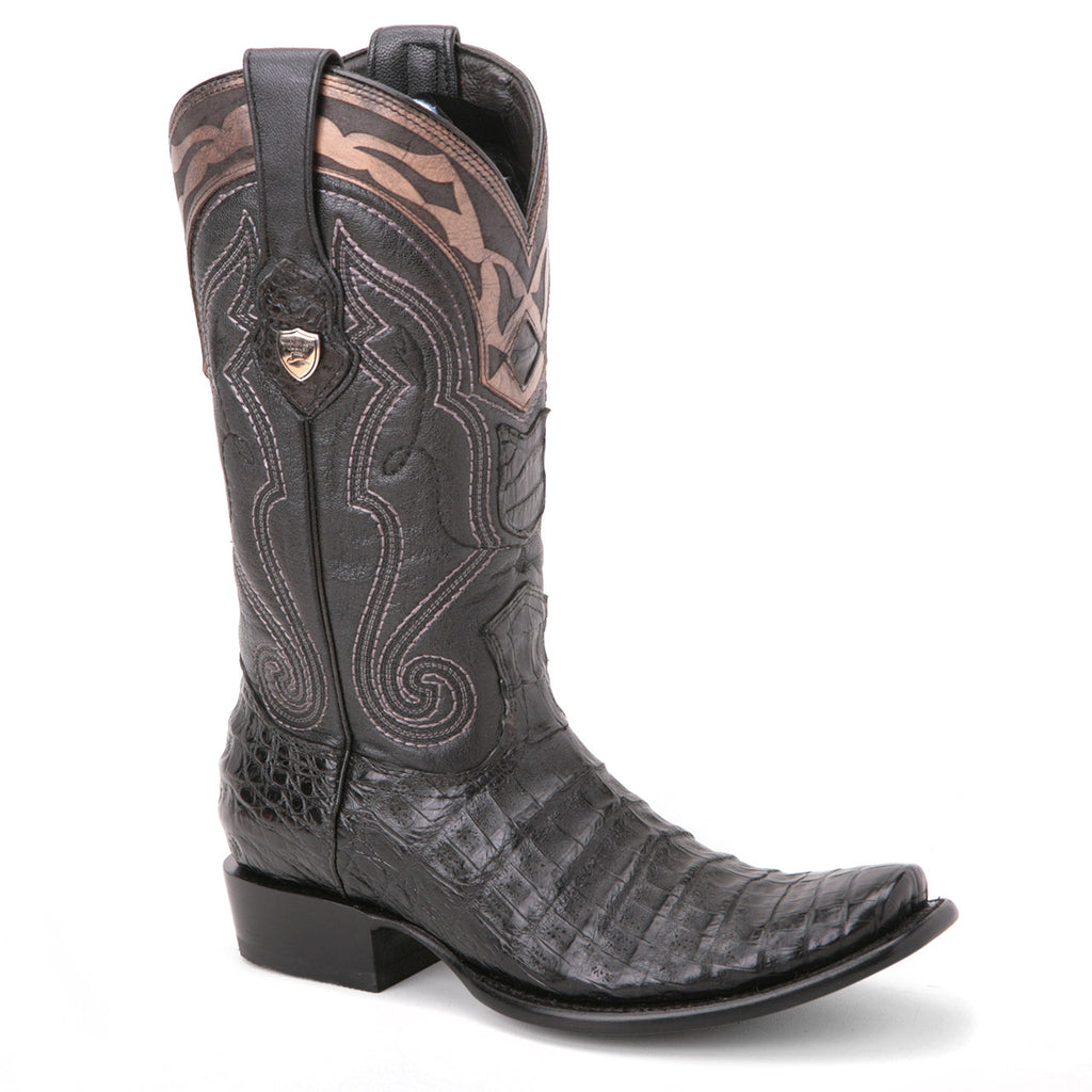 WILD WEST Men's Black Caiman Belly Exotic Boots - Dubai Toe