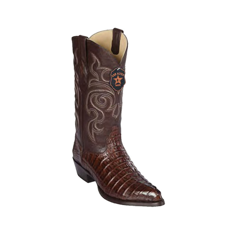 LOS ALTOS Men's Brown Caiman Tail Exotic Boots - J Toe