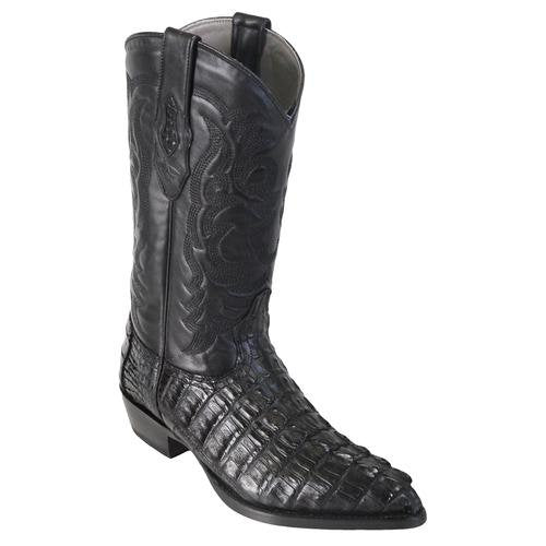 LOS ALTOS Men's Black Caiman Tail Exotic Boots - J Toe