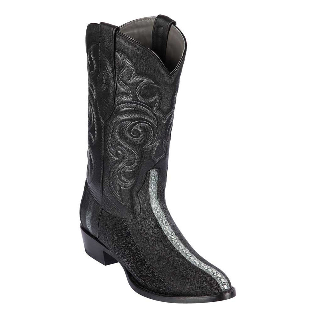 LOS ALTOS Men's Black Rowstone Stingray Exotic Boots - Round Toe