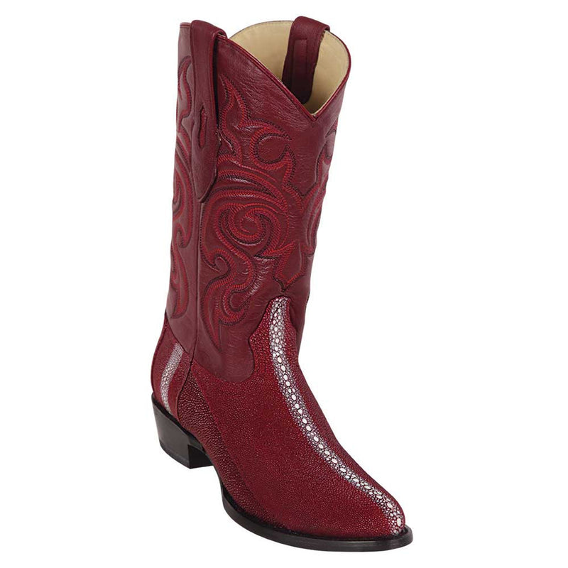 LOS ALTOS Men's Burgundy Rowstone Stingray Exotic Boots - Round Toe