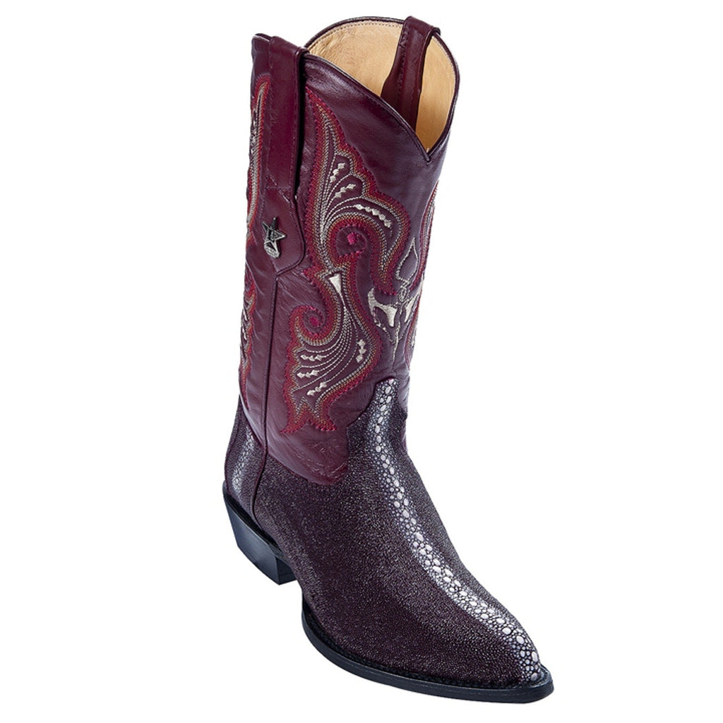 WILD WEST Men's Burgundy Rowstone Stingray Exotic Boots - J Toe