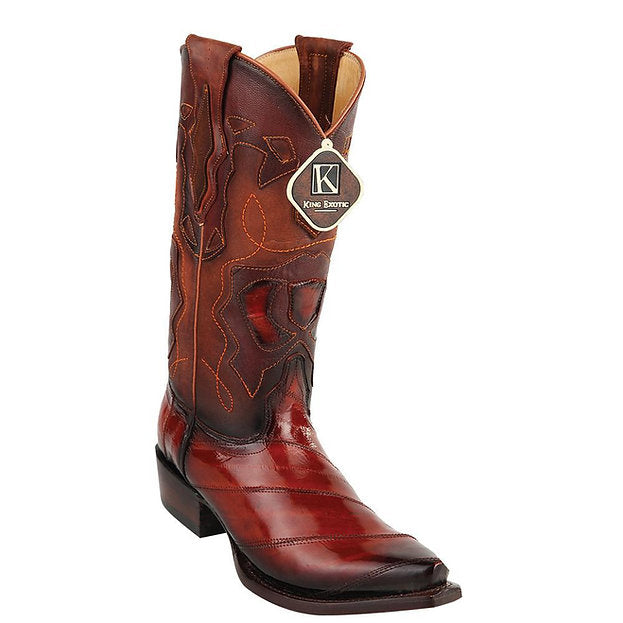 KING EXOTIC Men's Faded Cognac Eel Exotic Boots - Snip Toe