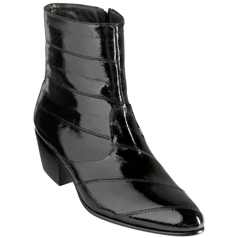 LOS ALTOS Men's Black Eel Ankle Zipper Boots