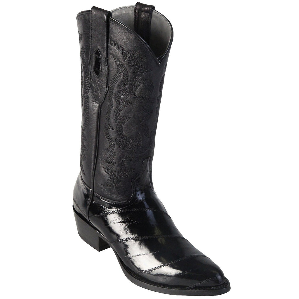LOS ALTOS Men's Black Eel Exotic Boots - Round Toe