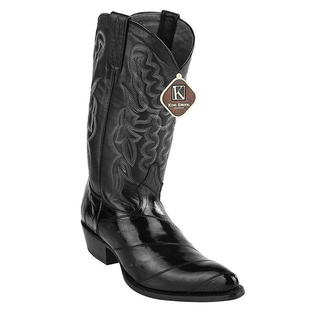 LOS ALTOS Men's Black Eel Exotic Boots - J Toe
