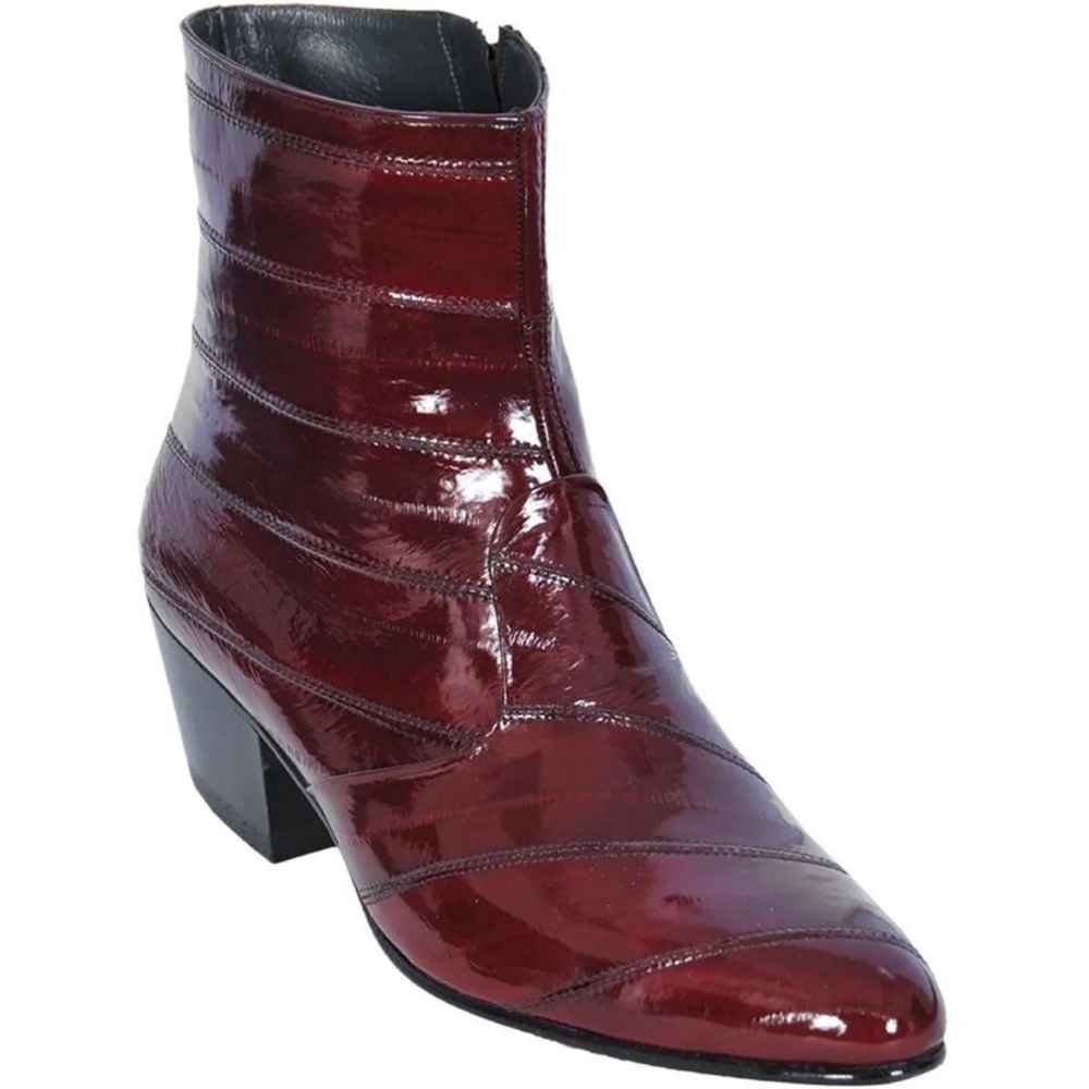 LOS ALTOS Men's Burgundy Eel Ankle Zipper Boots