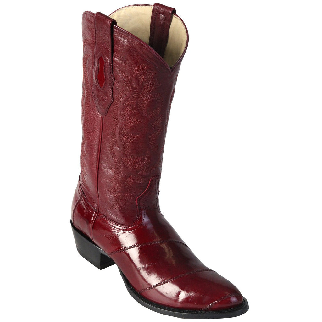 LOS ALTOS Men's Burgundy Eel Exotic Boots - Round Toe