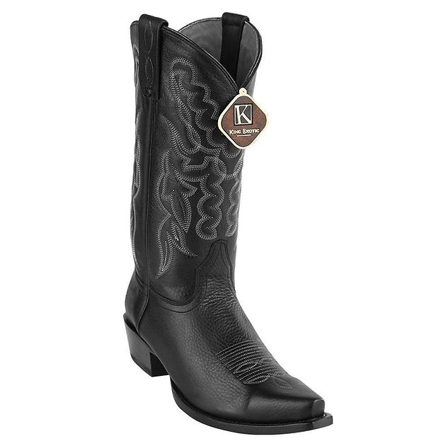 KING EXOTIC Men's Black Grisly Western Boots - Snip Toe
