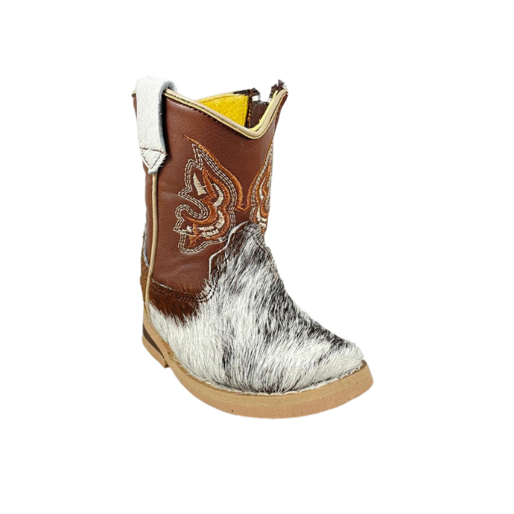 Baby Unisex Cow Hair Natural Western Boots Square Toe