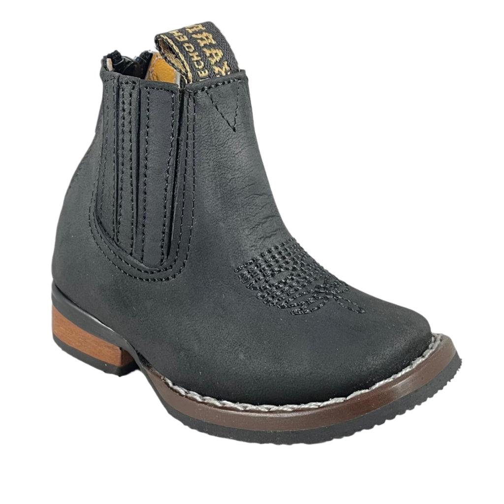Baby Unisex Bulldog Black Western Ankle Boots