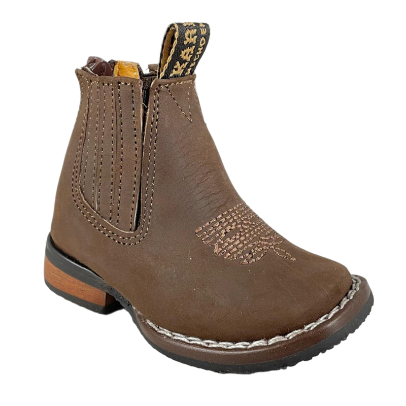 Baby Unisex Bulldog Brown Western Ankle Boots