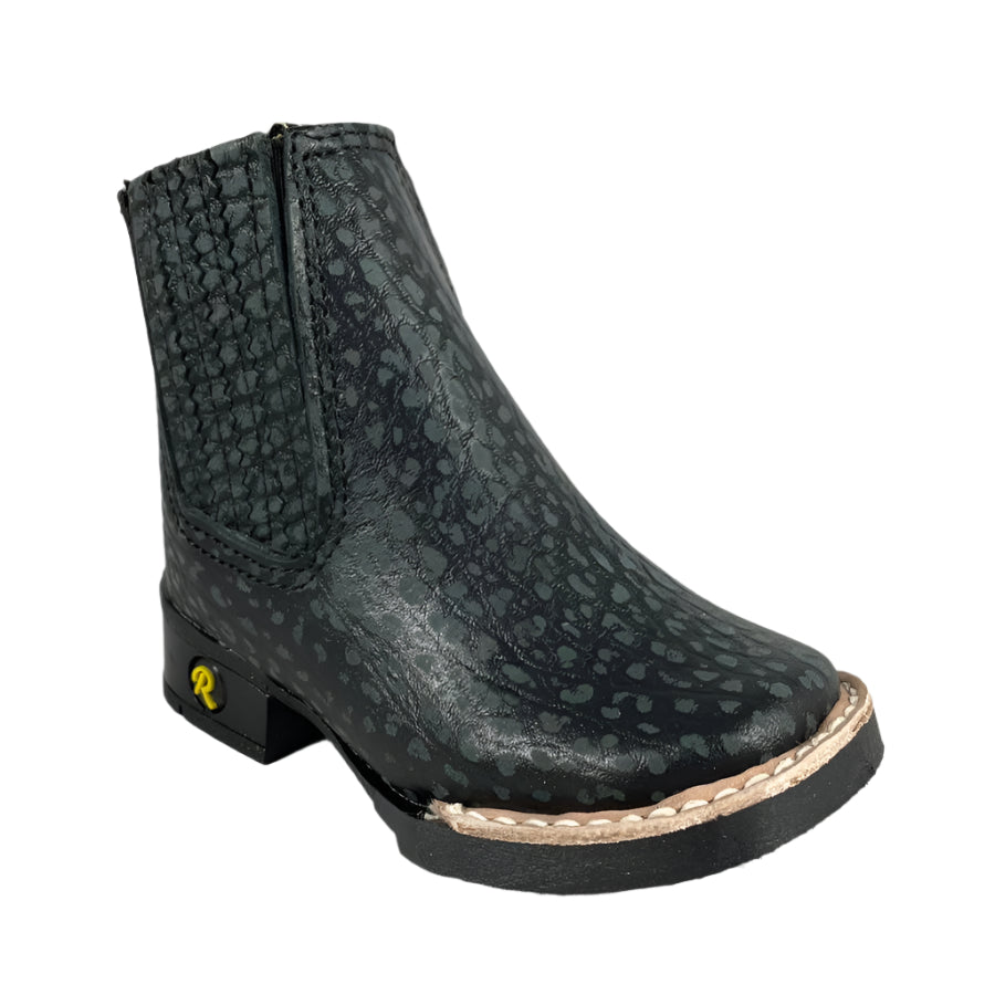 Baby Unisex Bull Neck Black Western Ankle Boots