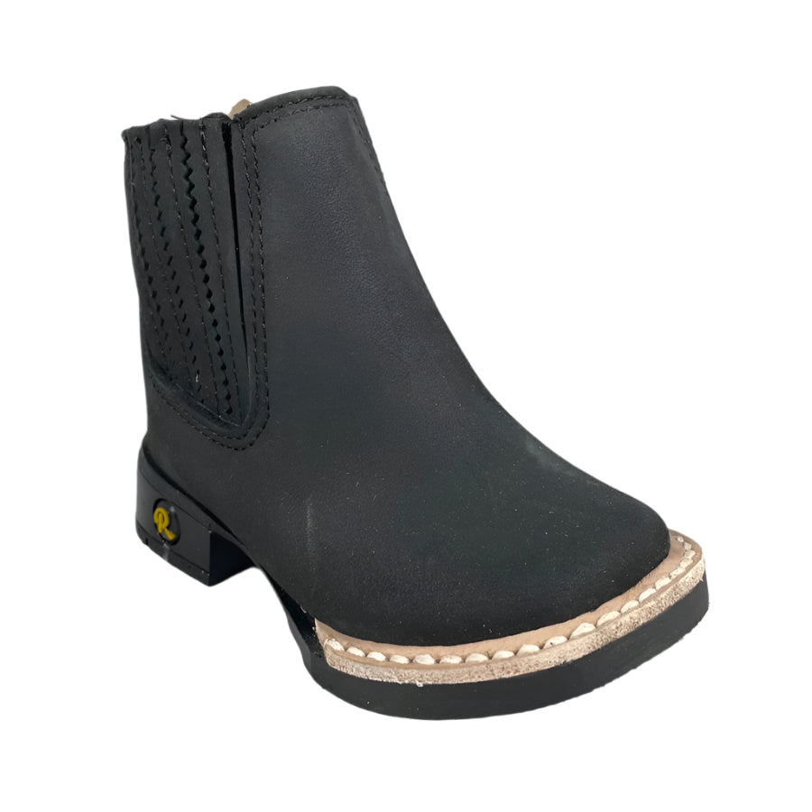 Baby Unisex Suede Black Western Ankle Boots