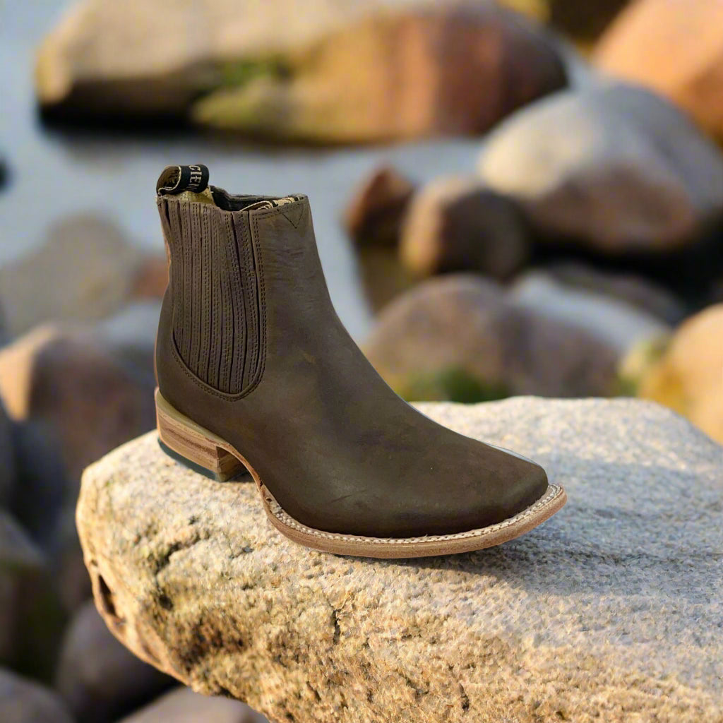 LA HACIENDA Men's Cafe Ankle Boots - Rodeo Toe - Free Belt