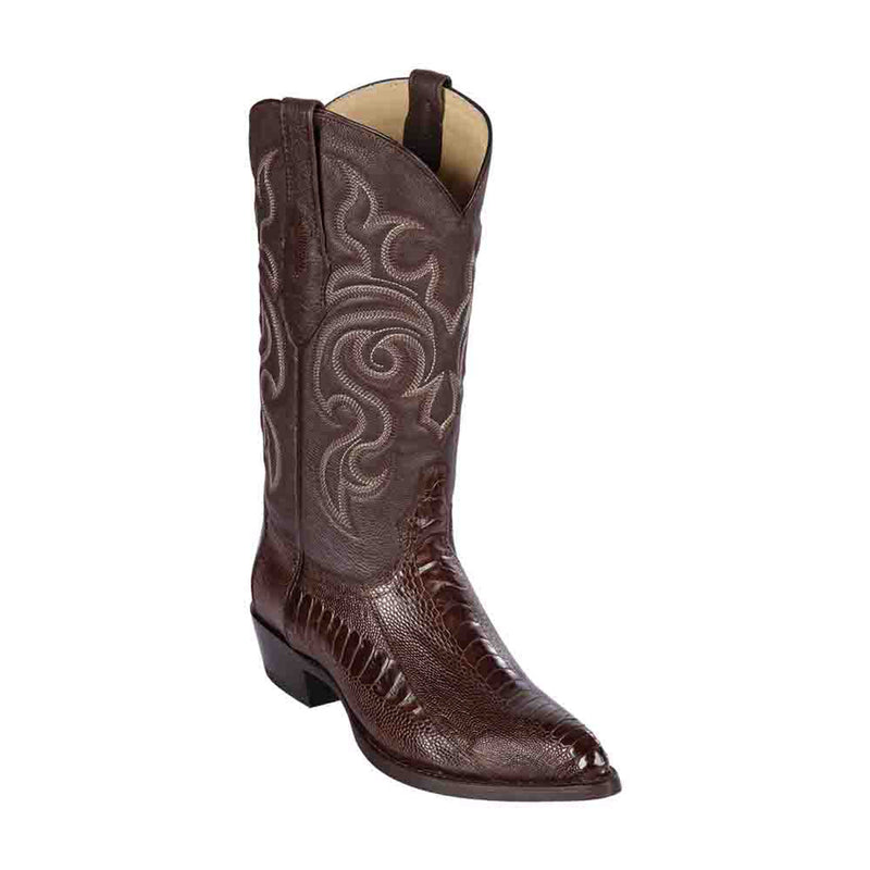 LOS ALTOS Men's Brown Ostrich Leg Exotic Boots - J Toe