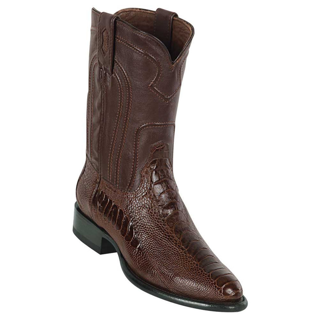 LOS ALTOS Men's Brown Ostrich Leg Exotic Roper Boots