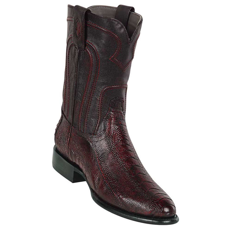 LOS ALTOS Men's Black Cherry Ostrich Leg Exotic Roper Boots