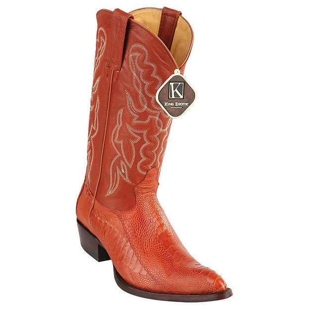 LOS ALTOS Men's Cognac Ostrich Leg Exotic Boots - J Toe